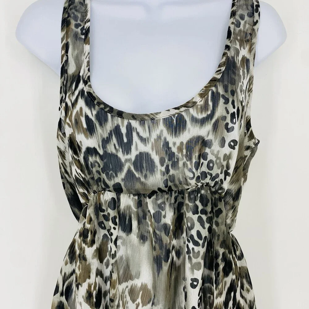 Y2K Buckle Tank Top Sheer Mesh Animal Print Peplum Medium Vintage Edgy Emo - Picture 3 of 8